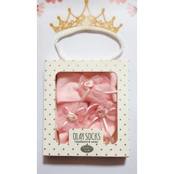 Луксозна кутия с бебешки чорапи и лента за коса в розово