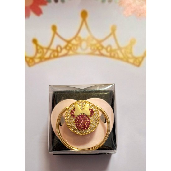 Луксозен биберон залъгалка в розово ,,Мини Маус