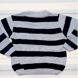 Детски тънък пуловер в синьо райе