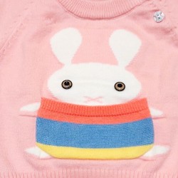 Бебешки пуловер в прасковено розово със зайче Бебешки пуловер в прасковено розово със зайче