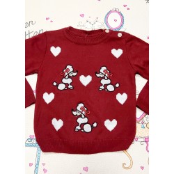 Детски пуловер с Пудели в бордо