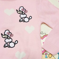 Детски светло розов пуловер с Пудели Детски светло розов пуловер с Пудели