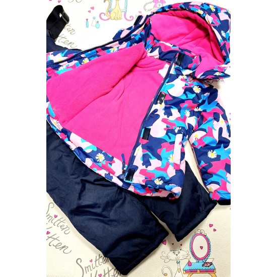 Детски зимен ватиран комплект от яке и гащеризон Flowers Детски зимен ватиран комплект от яке и гащеризон Flowers