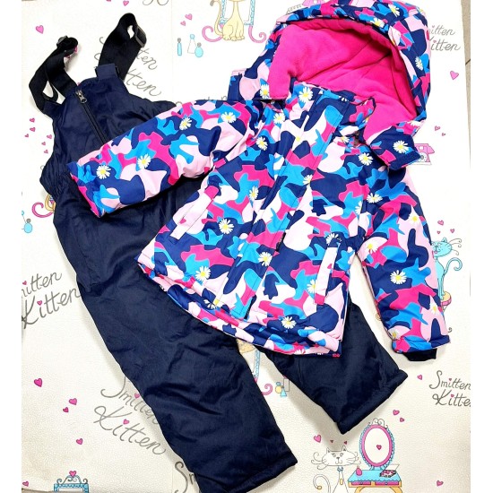 Детски зимен ватиран комплект от яке и гащеризон Flowers Детски зимен ватиран комплект от яке и гащеризон Flowers