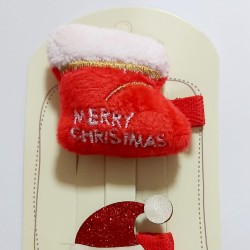 Детски Коледни фиби 2бр Червено ботушче Детски Коледни фиби 2бр Червено ботушче