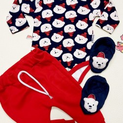 Бебешки Коледен комплект с мечета и терлички Бебешки Коледен комплект с мечета и терлички