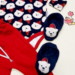 Бебешки Коледен комплект с мечета и терлички Бебешки Коледен комплект с мечета и терлички