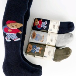 Луксозен детски ТЕРМО памучен чорапогащник с Мече