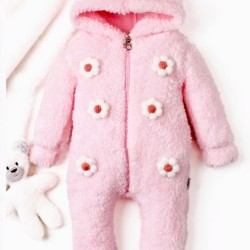 Бебешки мек гащеризон в розово с качулка Бебешки мек гащеризон в розово с качулка