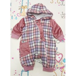 Бебешки мекичък гащеризон/космонавт в розово каре Бебешки мекичък гащеризон/космонавт в розово каре