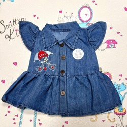 Бебешка лятна дънкова рокля с якичка Колелото Бебешка лятна дънкова рокля с якичка Колелото