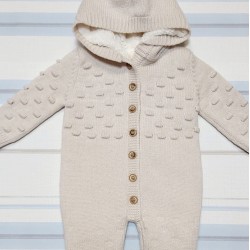 Плетен бежов гащеризон/космонавт с качулка Плетен бежов гащеризон/космонавт с качулка