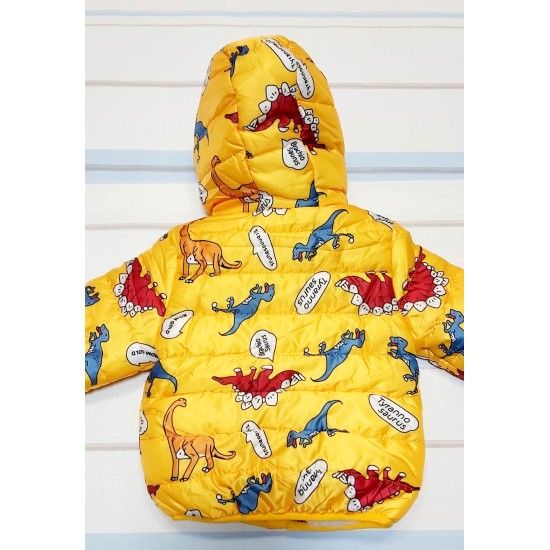 Детско зимно шушляково яке в жълто с динозаври