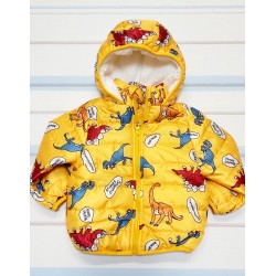 Детско зимно шушляково яке в жълто с динозаври