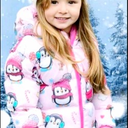 Детско зимно пухкаво розово яке с ПИНГВИНИ Детско зимно пухкаво розово яке с ПИНГВИНИ