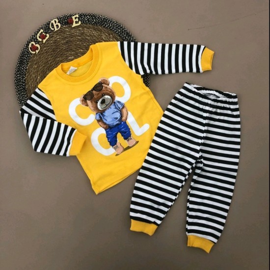 Детска пижама в жълто райе ,,BEAR COOL