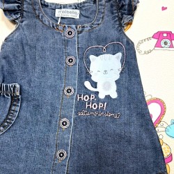 Бебешка лятна дънкова рокля  Котенце