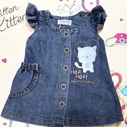 Бебешка лятна дънкова рокля Котенце Бебешка лятна дънкова рокля Котенце
