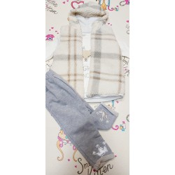 Детски комплект с елек в сребристо и екрю ,,PRINCESS