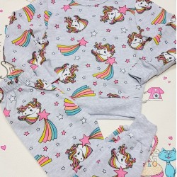 Леко ватиран комплект за момиче в сиво с еднорози Леко ватиран комплект за момиче в сиво с еднорози