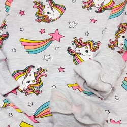 Леко ватиран комплект за момиче в сиво с еднорози
