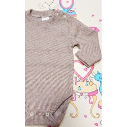 Ватирано бебешко боди в кафяво и бяло райе