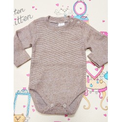 Ватирано бебешко боди в кафяво и бяло райе