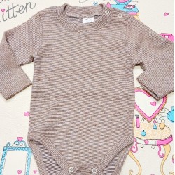 Ватирано бебешко боди в кафяво и бяло райе Ватирано бебешко боди в кафяво и бяло райе