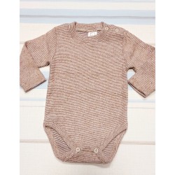 Ватирано топло бебешко боди в кафяво райе