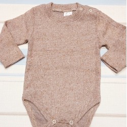 Ватирано топло бебешко боди в кафяво райе Ватирано топло бебешко боди в кафяво райе