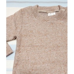 Ватирано топло бебешко боди в кафяво райе Ватирано топло бебешко боди в кафяво райе