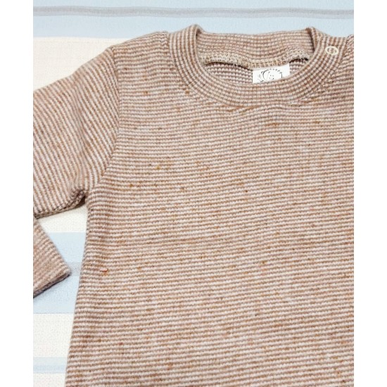 Ватирано топло бебешко боди в кафяво райе Ватирано топло бебешко боди в кафяво райе