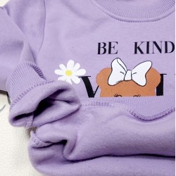 Ватирана детска блуза в лилаво с мече Ватирана детска блуза в лилаво с мече