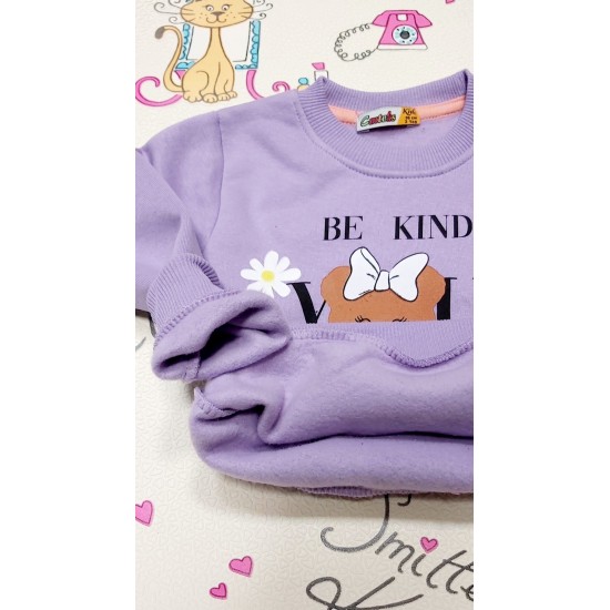 Ватирана детска блуза в лилаво с мече