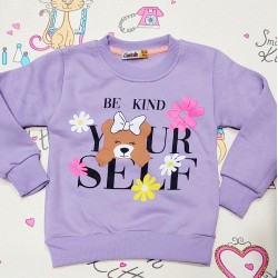 Ватирана детска блуза в лилаво с мече Ватирана детска блуза в лилаво с мече