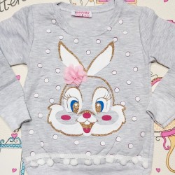 Ватирана детска блуза в сиво със зайче Ватирана детска блуза в сиво със зайче