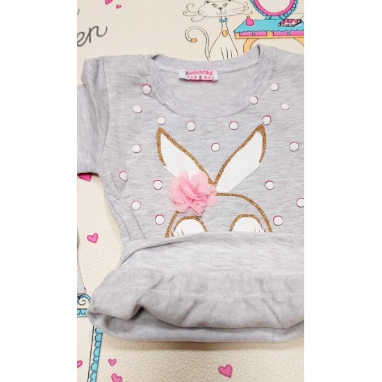 Ватирана детска блуза в сиво със зайче Ватирана детска блуза в сиво със зайче