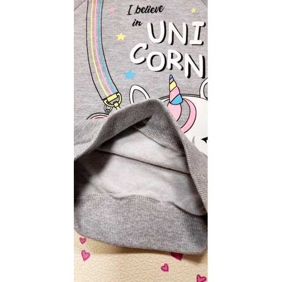 Детска ватирана блуза с Еднорог в сиво Детска ватирана блуза с Еднорог в сиво