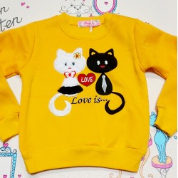 Ватирана детска блуза в жълто с котки Ватирана детска блуза в жълто с котки