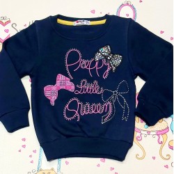 Ватирана детска блуза в тъмносиньо с панделки Ватирана детска блуза в тъмносиньо с панделки