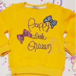 Ватирана детска блуза с панделки в жълто Ватирана детска блуза с панделки в жълто