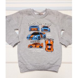 Детска ватирана блуза в сиво с коли Детска ватирана блуза в сиво с коли