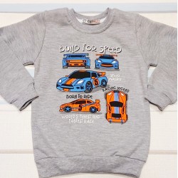 Детска ватирана блуза в сиво с коли Детска ватирана блуза в сиво с коли