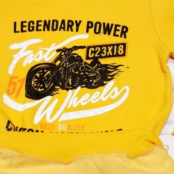 Ватирана детска блуза в жълто с мотор