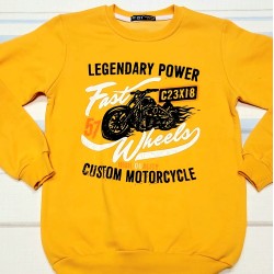 Ватирана детска блуза в жълто с мотор Ватирана детска блуза в жълто с мотор