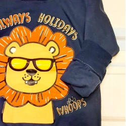 Детска ватирана блуза с лъв в тъмносиньо