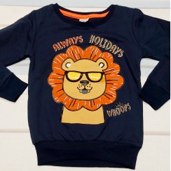 Детска ватирана блуза с лъв в тъмносиньо Детска ватирана блуза с лъв в тъмносиньо