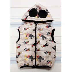 Детски шушляков елек с ушички с принт на Мики Маус в бежово Детски шушляков елек с ушички с принт на Мики Маус в бежово