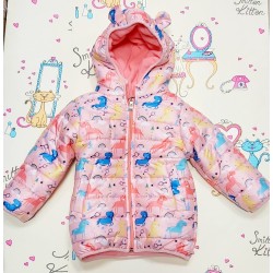 Детско ватирано яке на еднорози с ушички Детско ватирано яке на еднорози с ушички