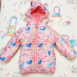 Детско ватирано яке на еднорози с ушички Детско ватирано яке на еднорози с ушички